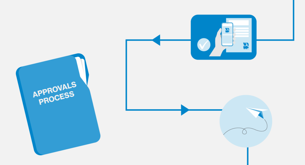 Graphic highlights the approvals process.